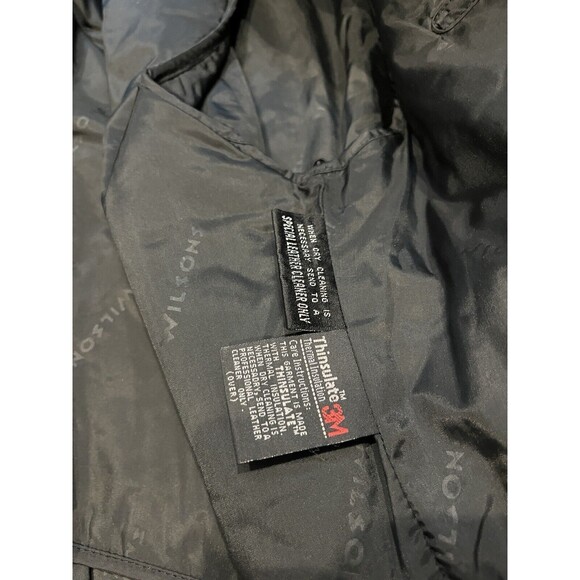 Vintage Wilsons Leather Jacket Black Floral Paisley Tie Waist cropped size small - Picture 8 of 12